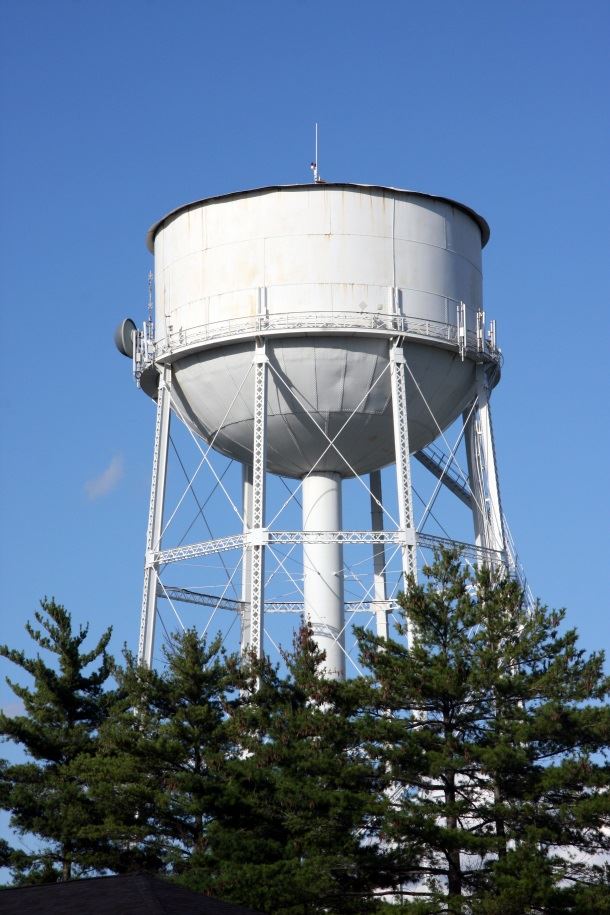 Large White Round Water Tower